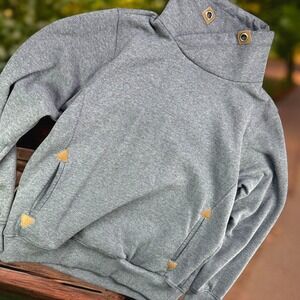 Base Level Lake Tahoe Cowl Neck Fleece Pullover Sweatshirt Womens XL Gray Warm